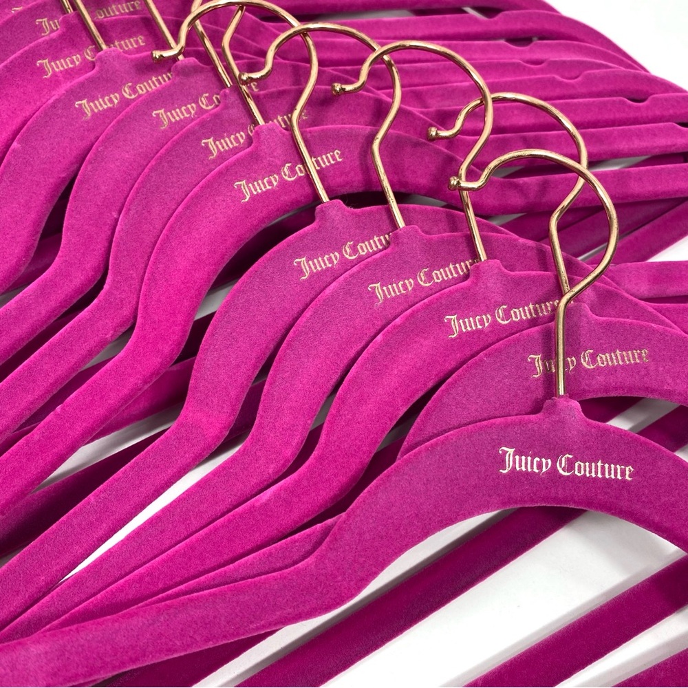 20 Juicy Couture Hot Pink Velvet & Rose Gold Luxe Fashion Style Wardrobe Hangers - Picture 10 of 10